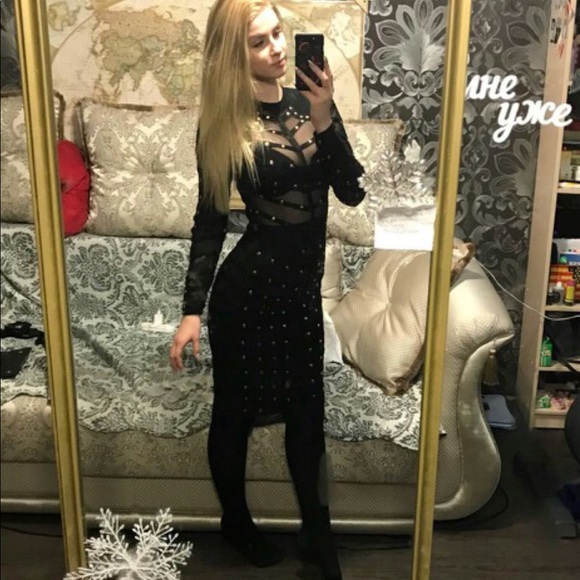 💕NWOT Sheer Studded Bandage Dress💕 - Picture 5 of 5